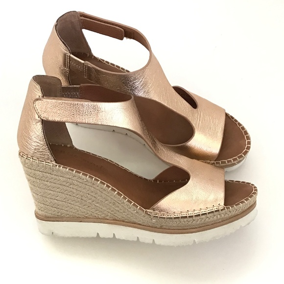 GENTLE SOULS Elyssa T-Strap Espadrille Wedge Sandals Rose Gold Women’s Size 9.5 - Picture 2 of 16